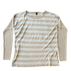Dana‎ Buchman gold strip knit blouse